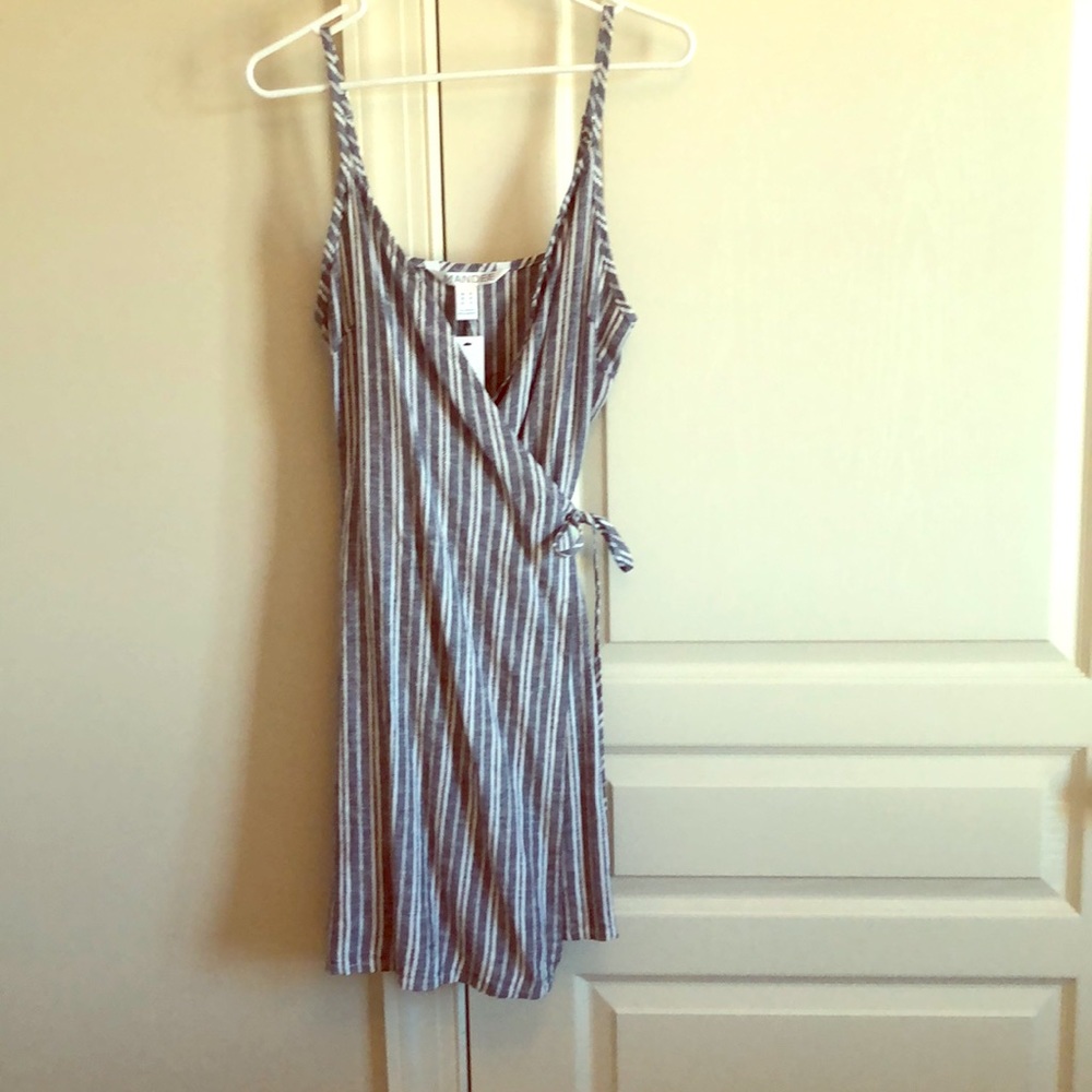 Denim and white wrap dress